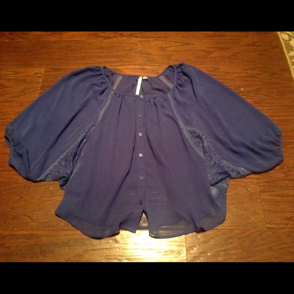 Lauren Conrad sheer blue top. Size M. Like new!